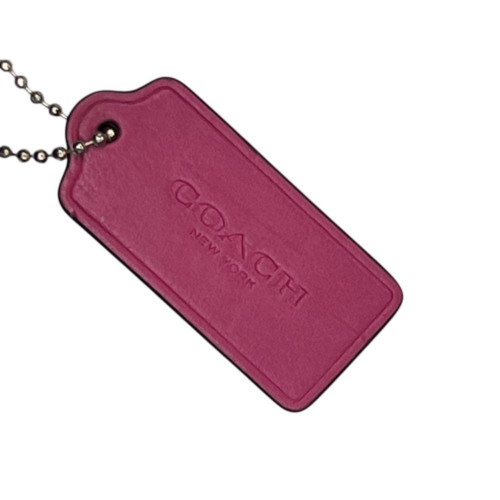 Coach New York pink Fuchsia smooth Leather Key Holder Keytag - Picture 7 of 8
